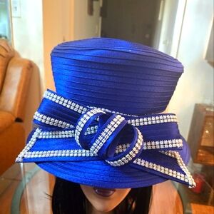 Elegant Blue Women's Hat with Bow